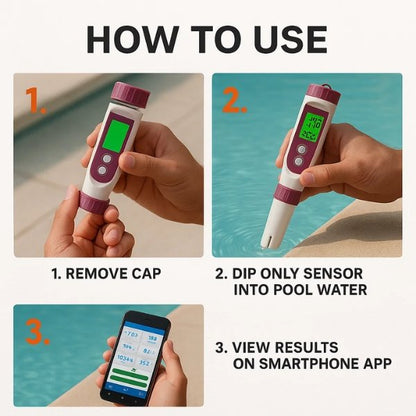 Skorter | Digital Pool Tester – Measuring device for pH and chlorine for easy pH measurement in pool water