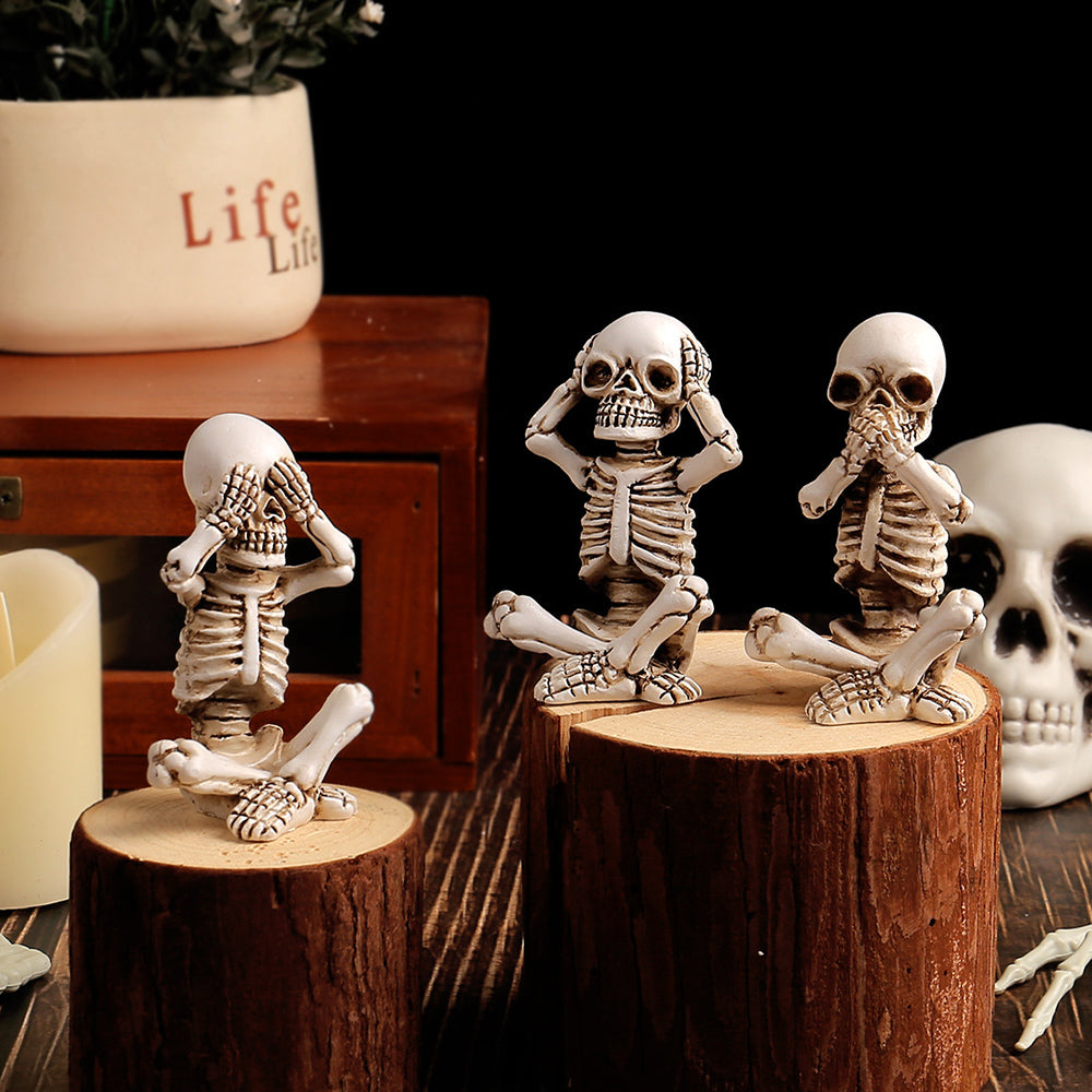 Skorter | 3 pcs - Hand-painted skeleton figurine