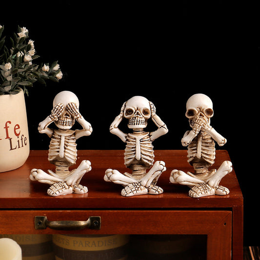 Skorter | 3 pcs - Hand-painted skeleton figurine