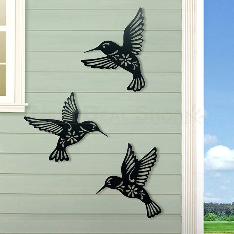 Skorter | 3 Pcs - Metal Hummingbird Wall Decor