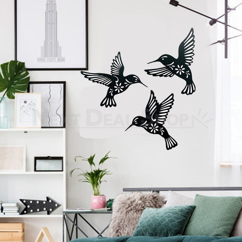Skorter | 3 Pcs - Metal Hummingbird Wall Decor