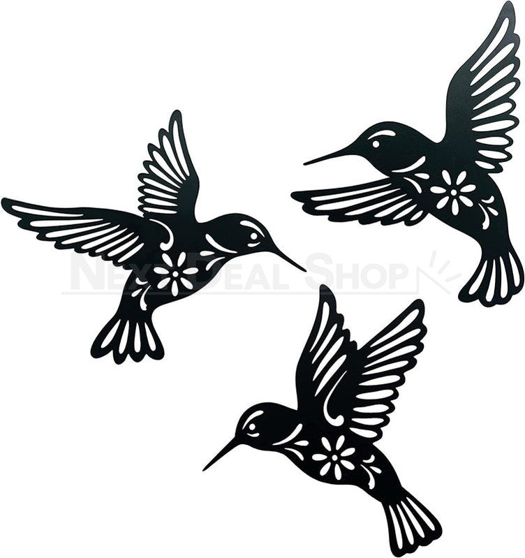 Skorter | 3 Pcs - Metal Hummingbird Wall Decor