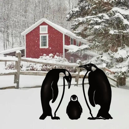 Skorter | 3 pcs - Metal Penguin Family Garden Stake