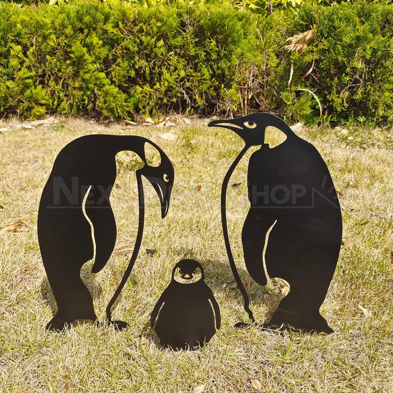Skorter | 3 pcs - Metal Penguin Family Garden Stake