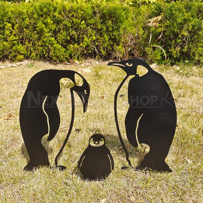 Skorter | 3 pcs - Metal Penguin Family Garden Stake