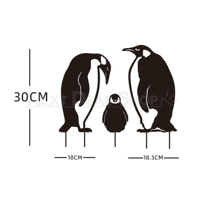 Skorter | 3 pcs - Metal Penguin Family Garden Stake