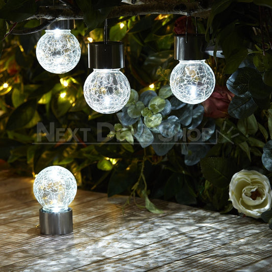 Skorter | 3 Pcs Solar Powered Crushed Glass Light Bulb Set