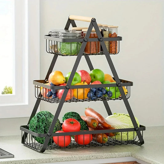 Skorter | 3-Tier Metal Fruit Basket for Kitchen Counter