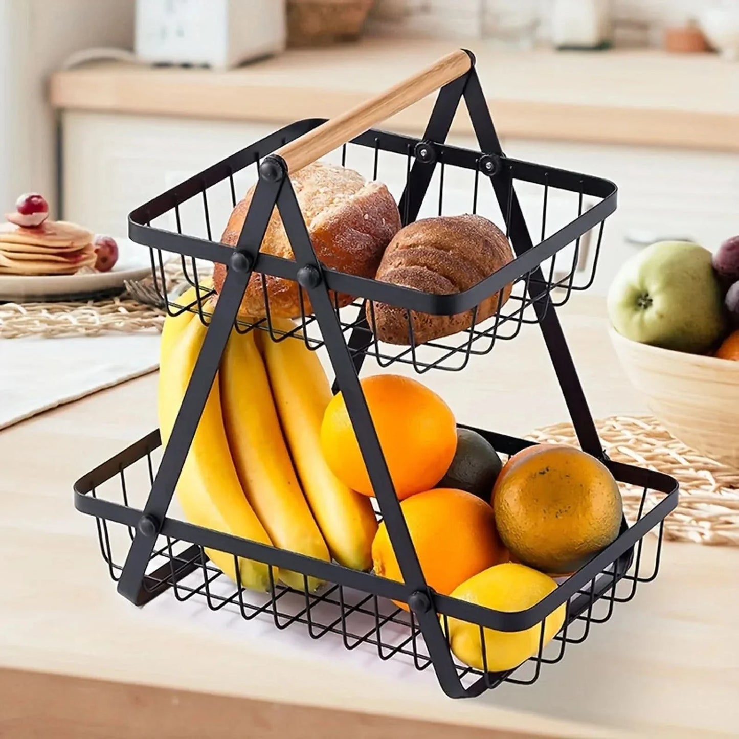Skorter | 3-Tier Metal Fruit Basket for Kitchen Counter