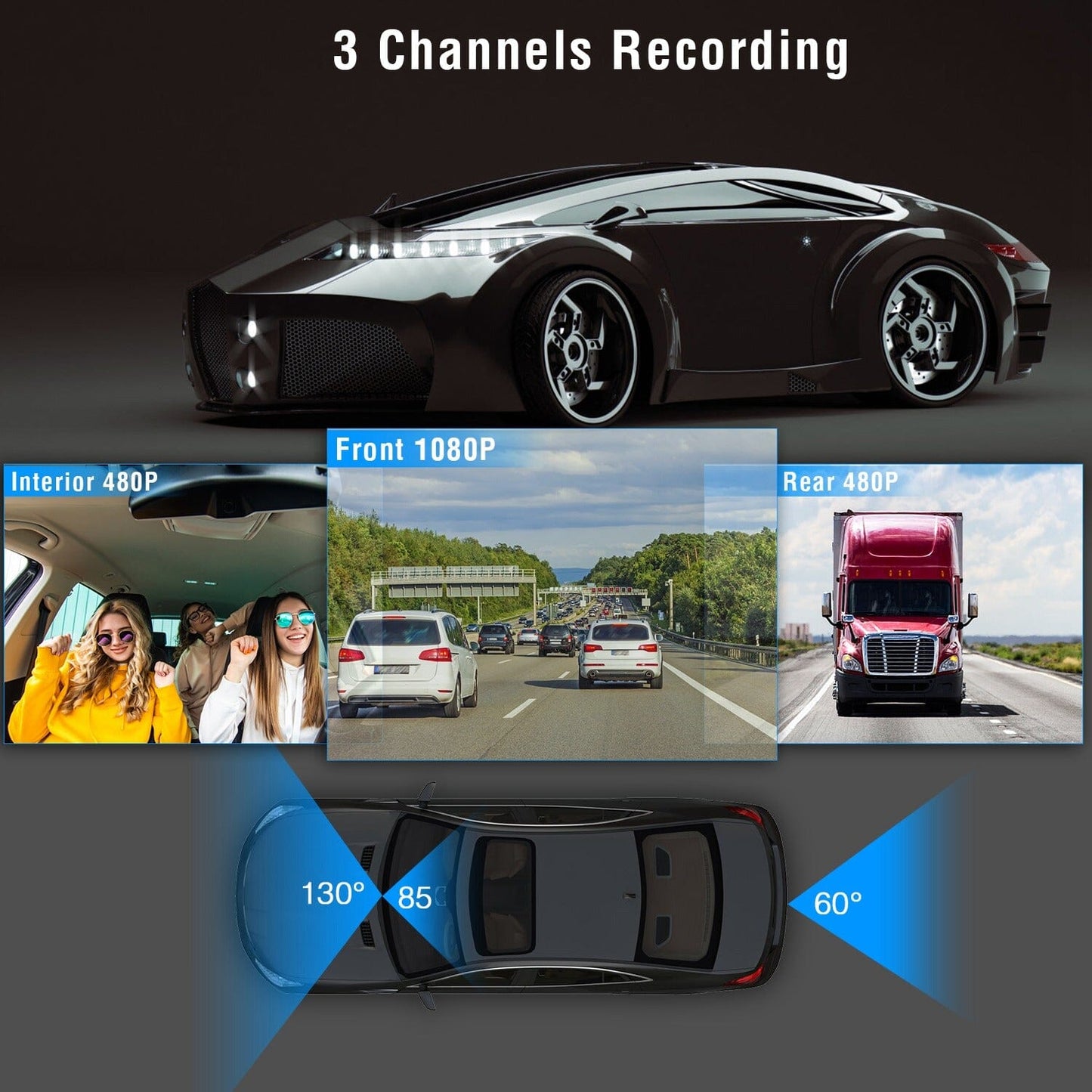 Skorter | 3-channel car DVR dashboard camera video recorder