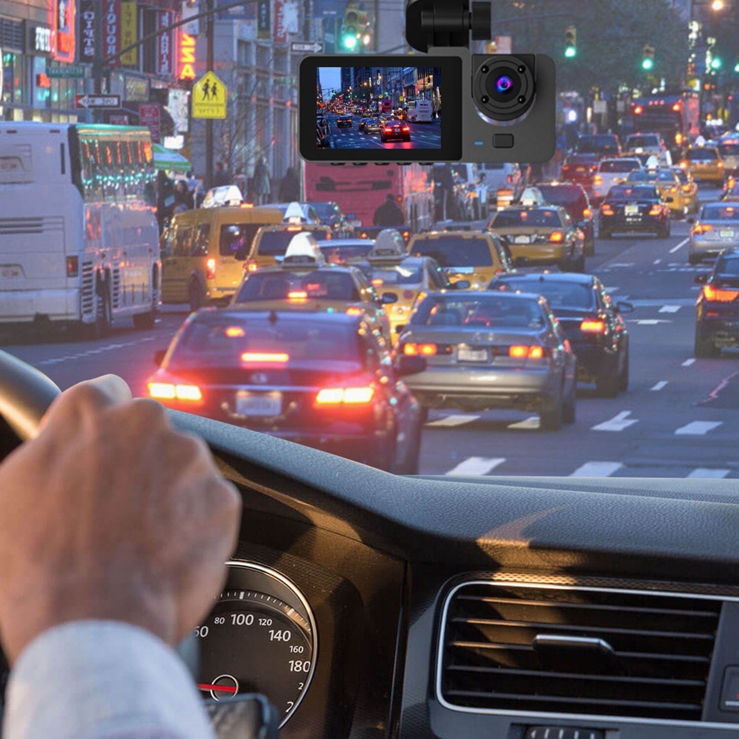 Skorter | 3 Channel Dash Cam Front Inside Back Vehicle Driving Recorder Car DVR