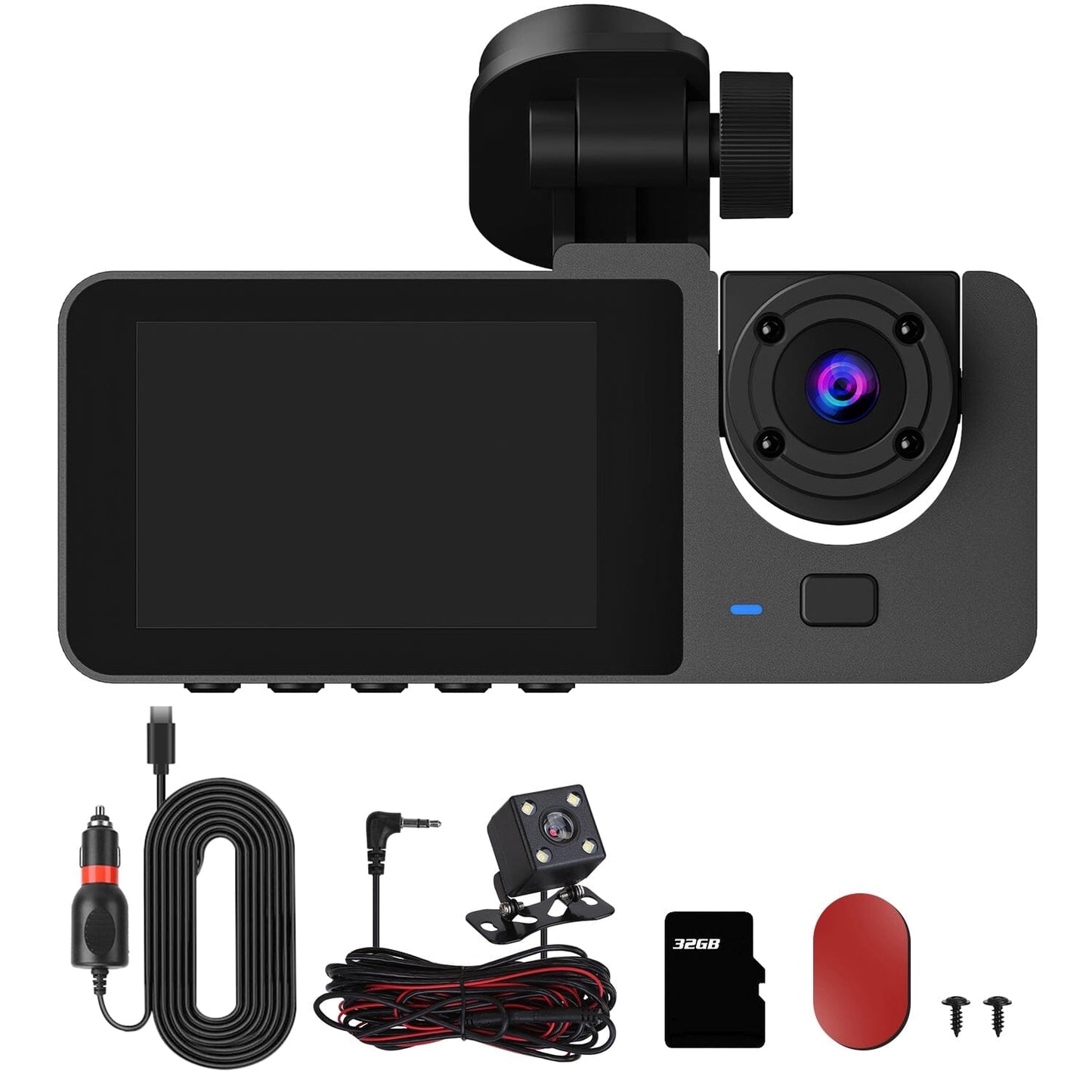 Skorter | 3 Channel Dash Cam Front Inside Back Vehicle Driving Recorder Car DVR