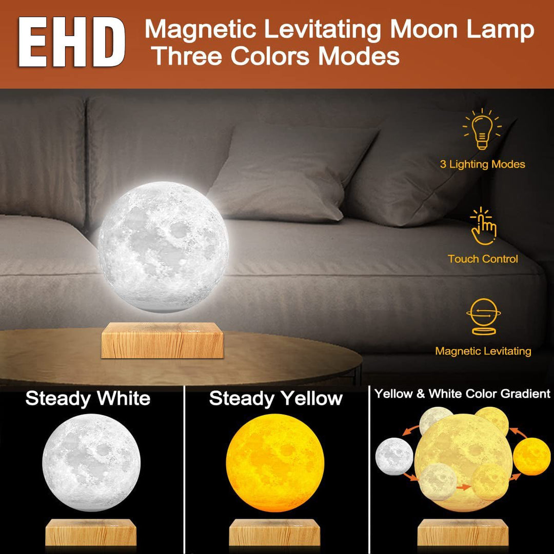 3 Color Rotating Levitating Moon Lamp - SKØRTER