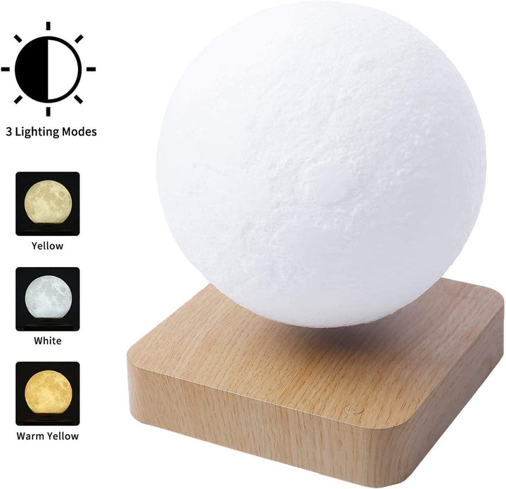 3 Color Rotating Levitating Moon Lamp - SKØRTER