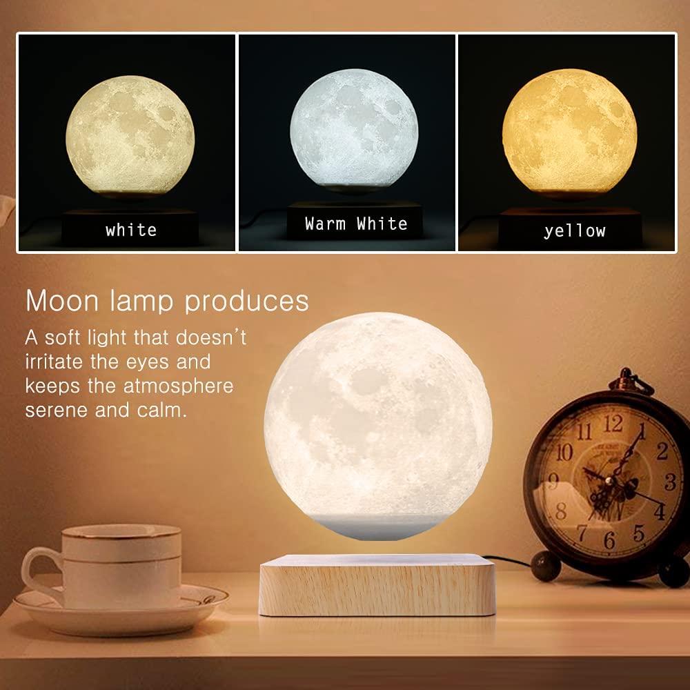 3 Color Rotating Levitating Moon Lamp - SKØRTER
