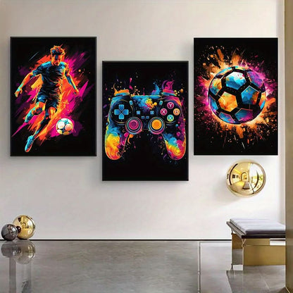 Skorter | Abstract Football and Gaming Canvas Wall Art Set