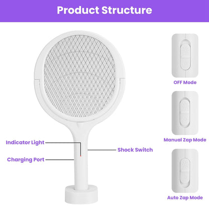 Skorter | 3-in-1 90º Rotating Electric Insect Zapper Racket