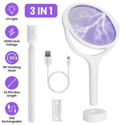 Skorter | 3-in-1 90º Rotating Electric Insect Killer Racket