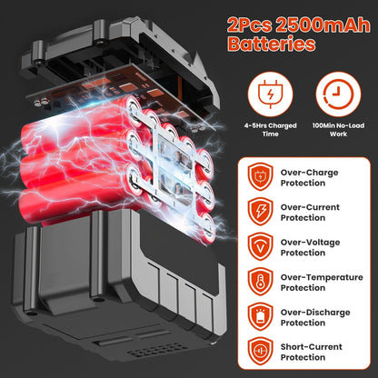 Skorter | 3-in-1 Electric Wireless Lawn Mower Battery-Powered Grass Trimmer with Wheels Adjustable Head with 2-Pieces 2500mAh Batteries