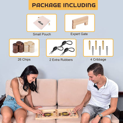 Skorter | 3-in-1 Foldable Wooden Quick Sling Puck Game