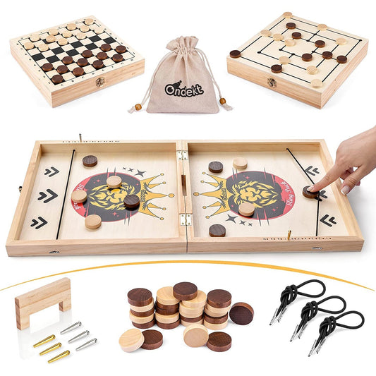 Skorter | 3-in-1 Foldable Wooden Quick Sling Puck Game