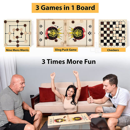 Skorter | 3-in-1 Foldable Wooden Quick Sling Puck Game