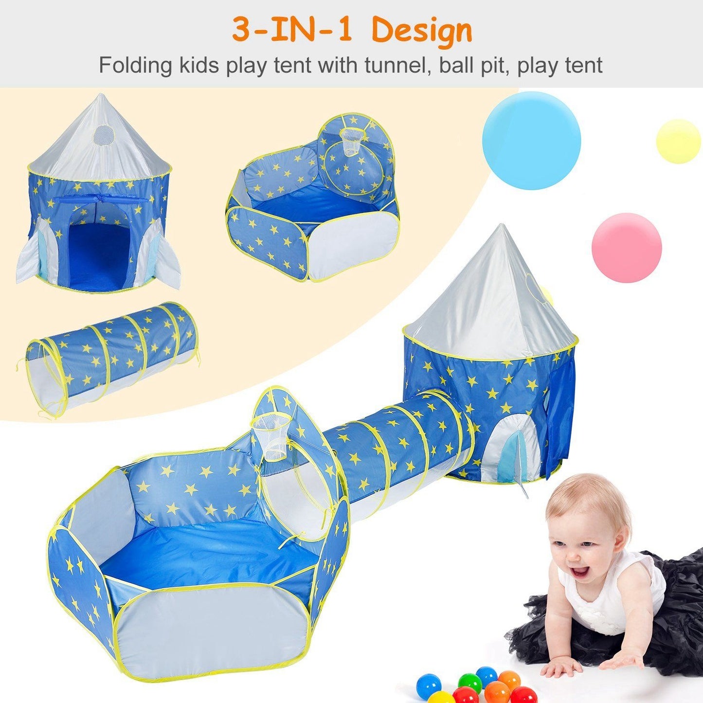 Skorter | 3-in-1 Kids Play Tent Ball Pit Set