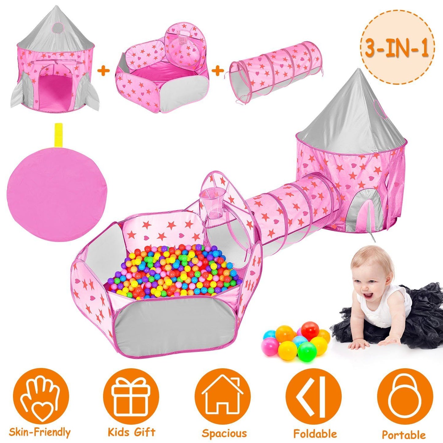 Skorter | 3-in-1 Kids Play Tent Ball Pit Set