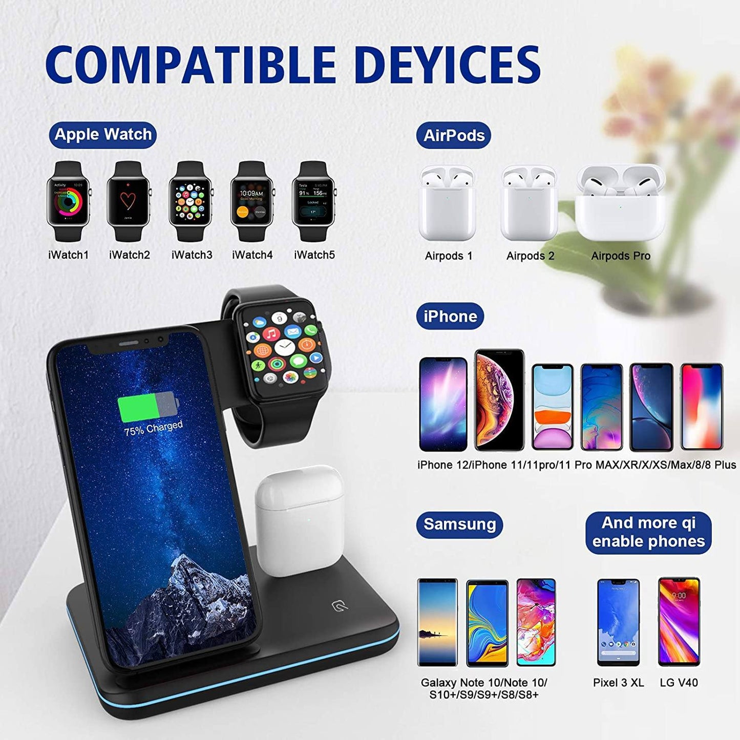 Skorter | 3-in-1 Qi-certified 15W fast charging station