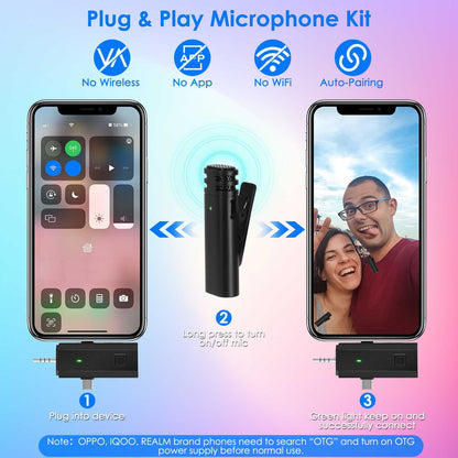 Skorter | 3-in-1 Wireless Clip Microphone Omnidirectional Noise Reduction Plug