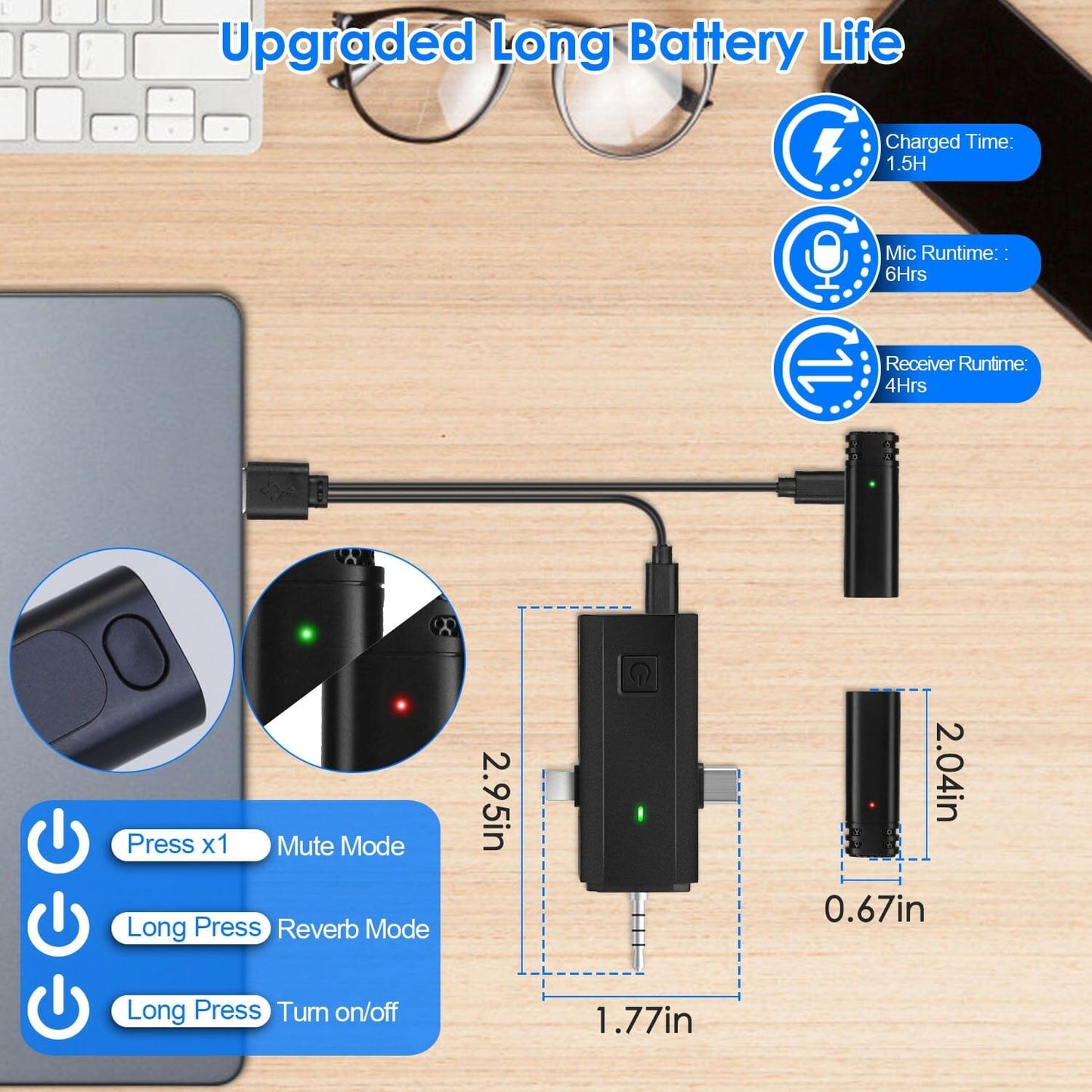 Skorter | 3-in-1 Wireless Clip Microphone Omnidirectional Noise Reduction Plug