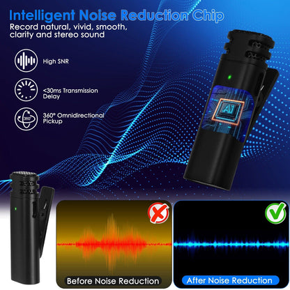 Skorter | 3-in-1 Wireless Clip Microphone Omnidirectional Noise Reduction Plug