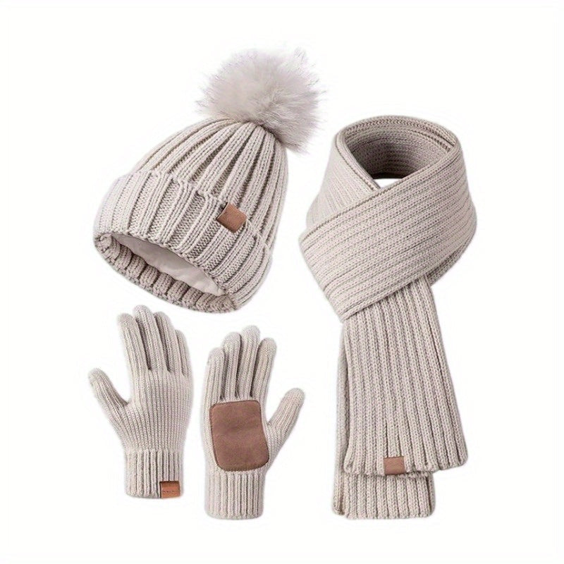 Skorter | 3-in-1 Knitted Winter Set with Hat, Scarf, and Touchscreen Gloves