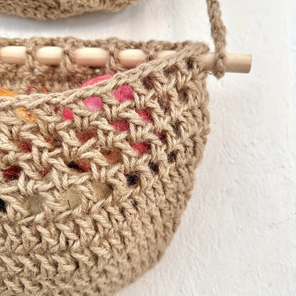 Skorter | BohoHaven - Woven Wall Basket with 6 Hooks