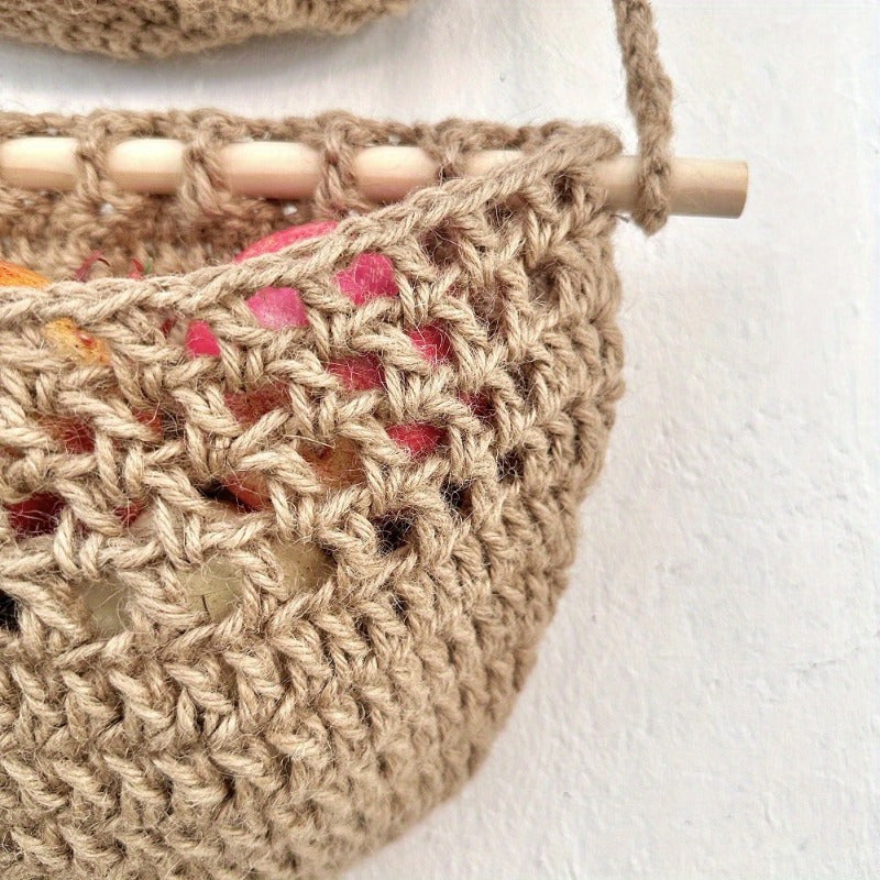 Skorter | BohoHaven - Woven Wall Basket with 6 Hooks