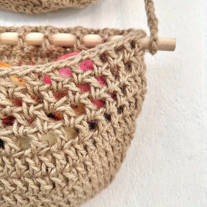 Skorter | BohoHaven - Woven Wall Basket with 6 Hooks