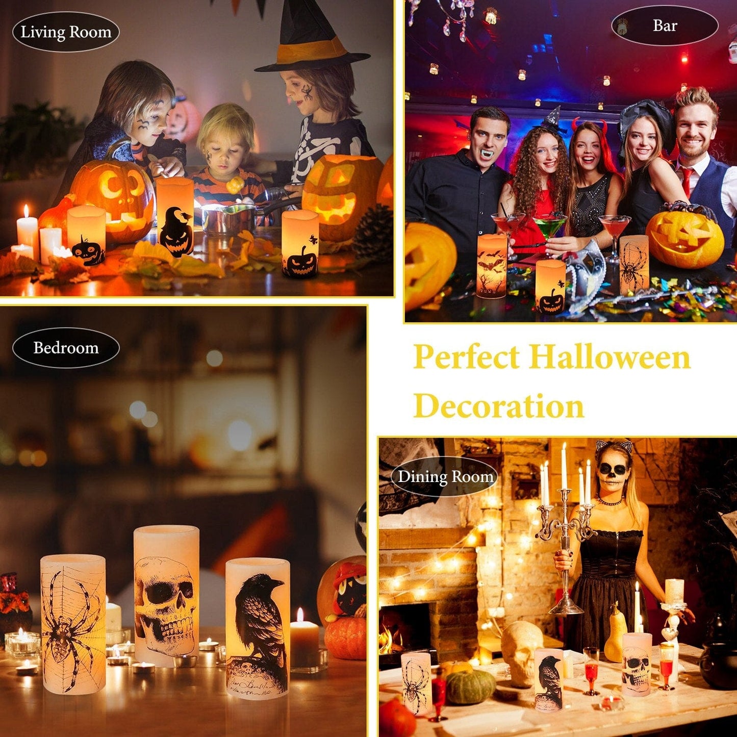Skorter | 3-Pack: Halloween Battery-Powered Flameless Light with Timer Setting