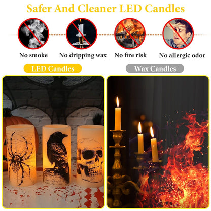 Skorter | 3-Pack: Halloween Battery-Powered Flameless Light with Timer Setting