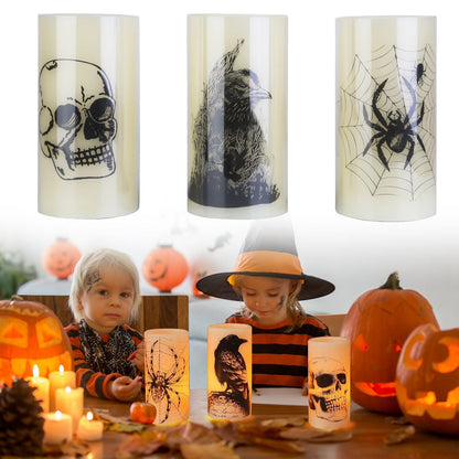Skorter | 3-Pack: Halloween Battery-Powered Flameless Light with Timer Setting