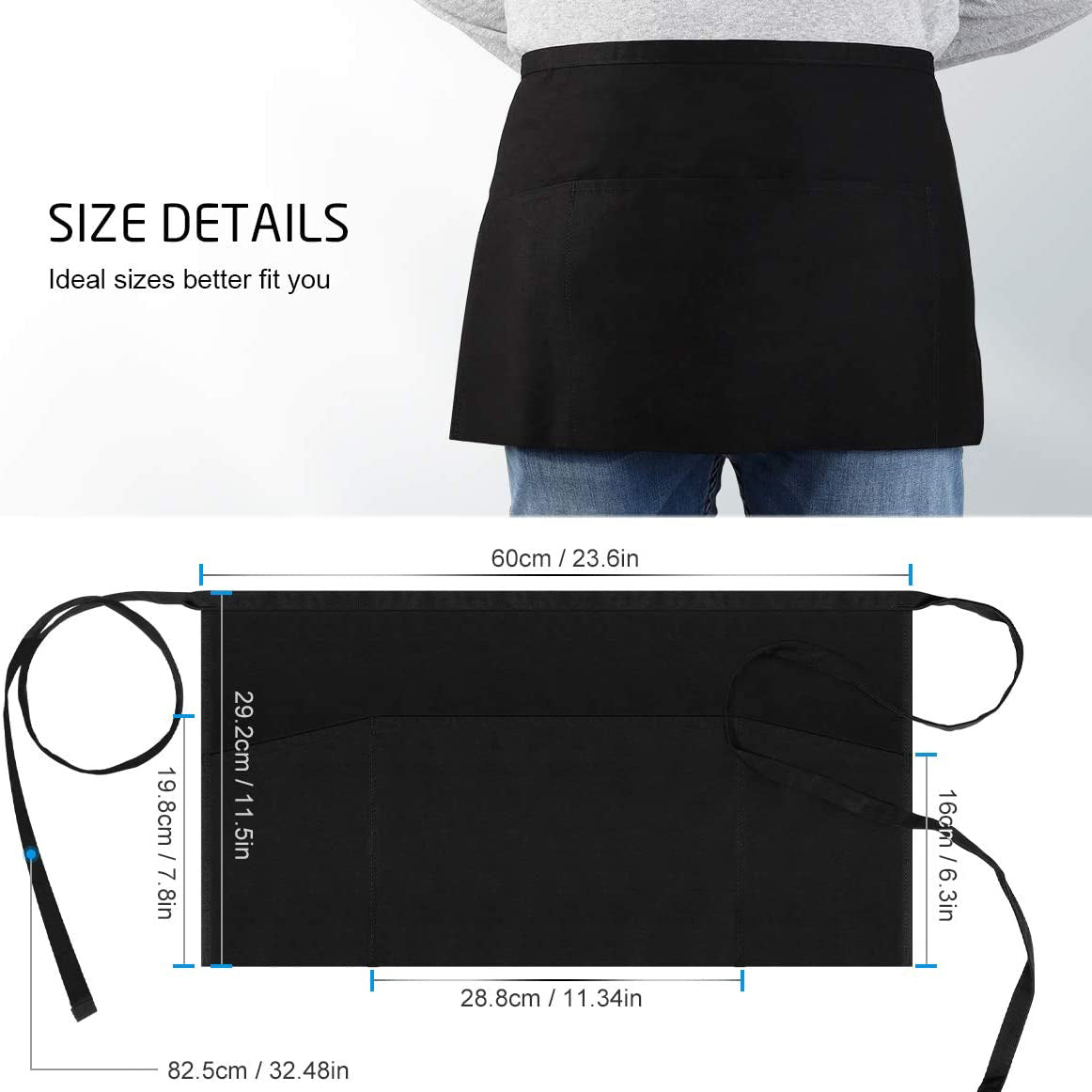 Skorter | 3-Pack: Syntus Serving Aprons with 3 Pockets