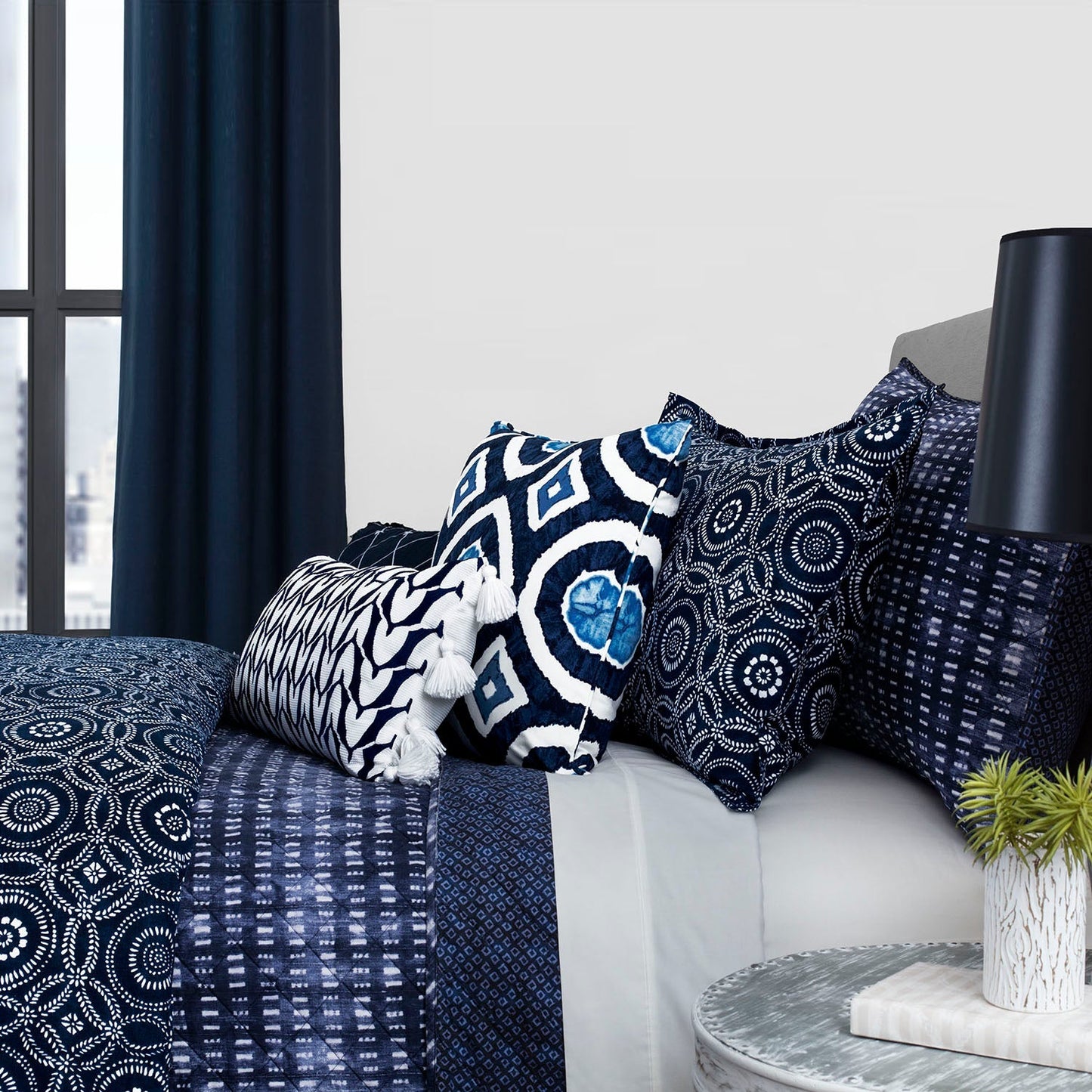 Skorter | 3-piece: Global Indigo Mudcloth Cotton Quilt Set