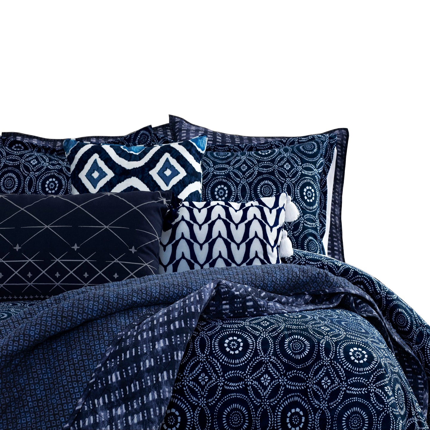 Skorter | 3-piece: Global Indigo Mudcloth Cotton Quilt Set