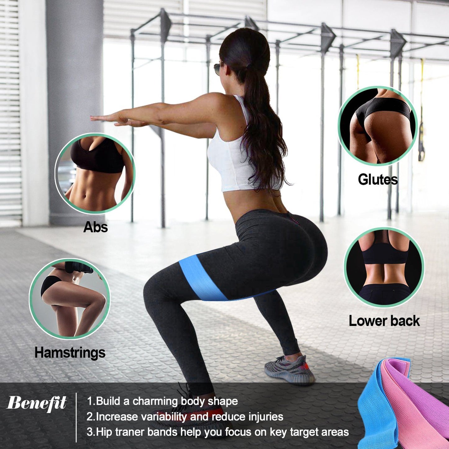 Skorter | 3-piece: Resistance bands for hips and legs training set