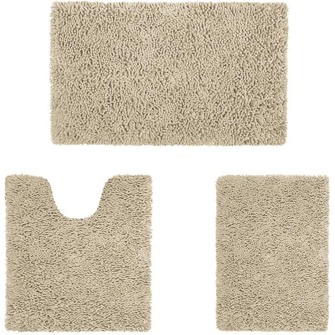 Skorter | 3-piece set: Bathroom mat set Ultra soft non-slip and absorbent chenille