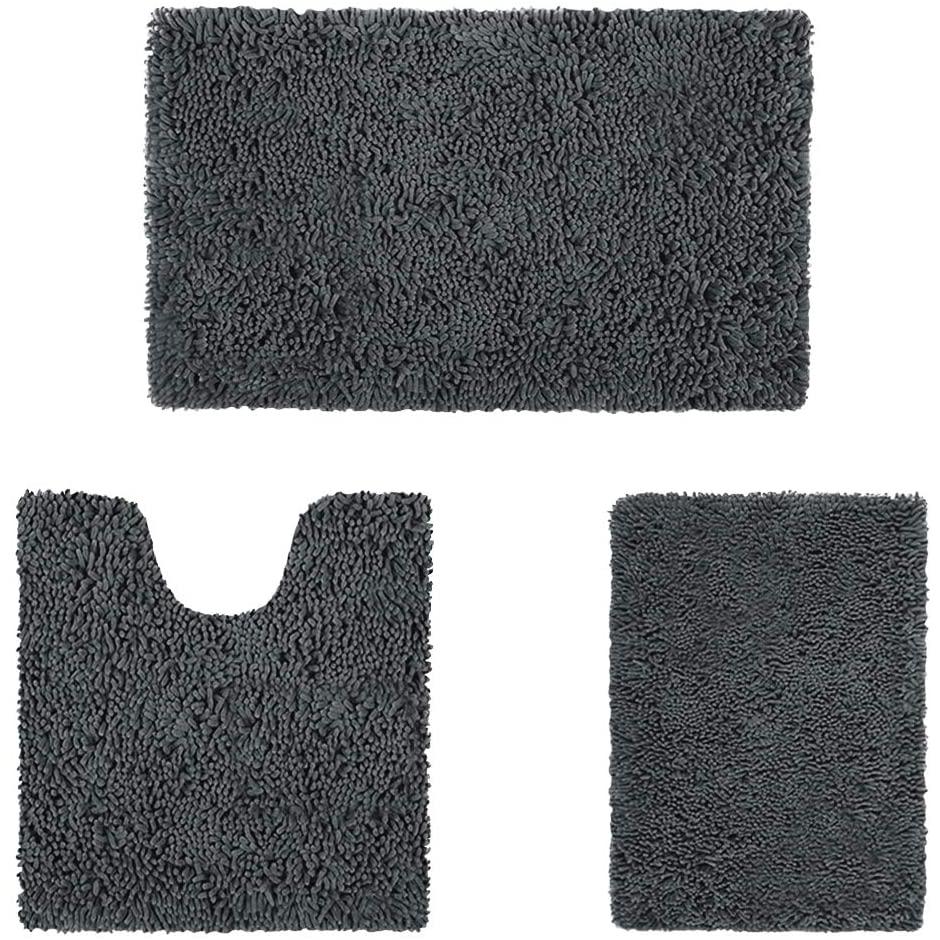 Skorter | 3-piece set: Bathroom mat set Ultra soft non-slip and absorbent chenille
