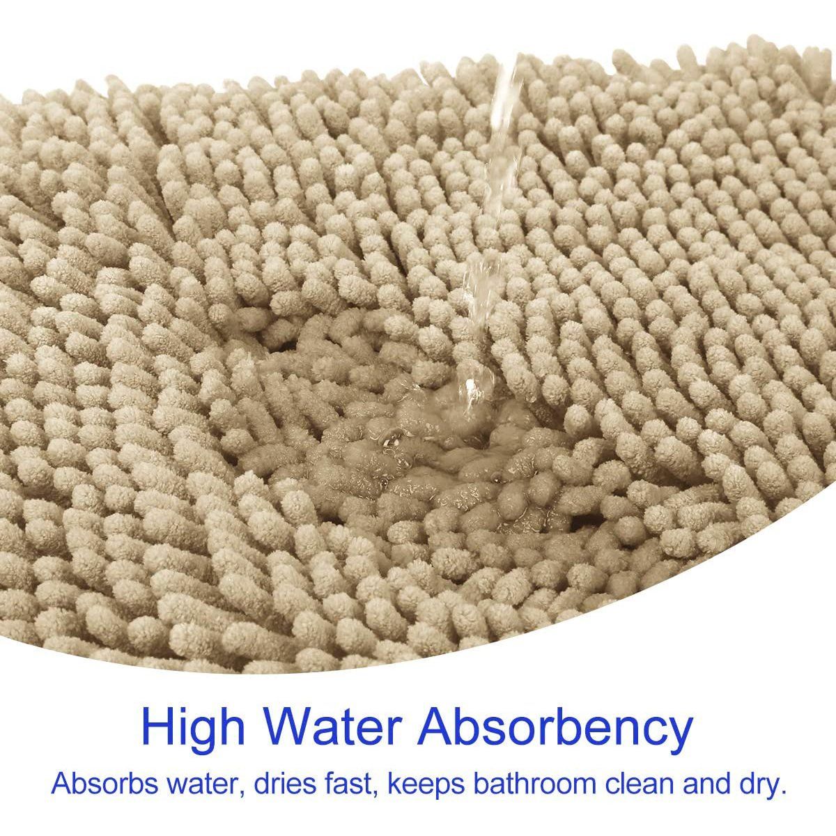 Skorter | 3-piece set: Bathroom mat set Ultra soft non-slip and absorbent chenille