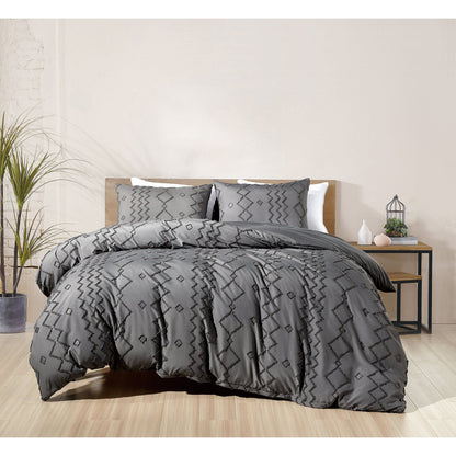 Skorter | 3-piece set: Bibb Home tufted cut duvet bedding