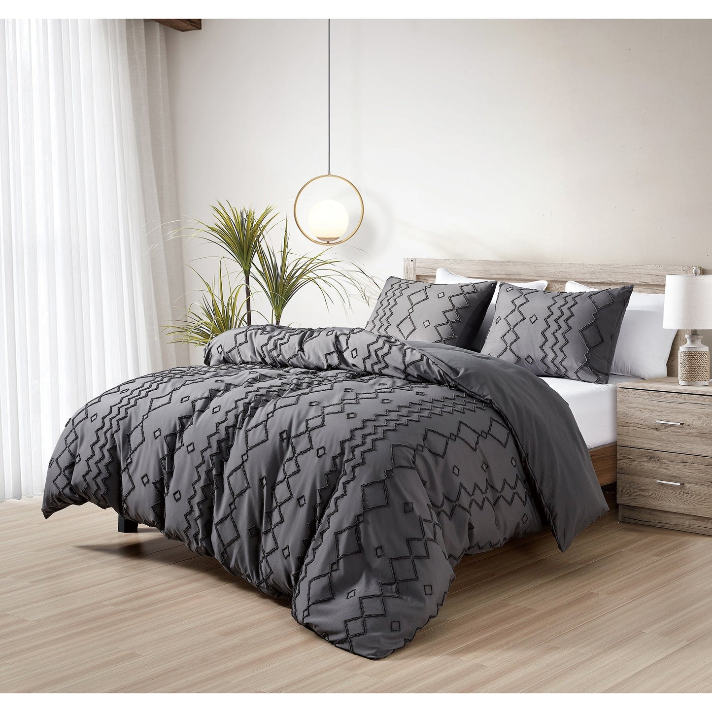 Skorter | 3-piece set: Bibb Home tufted cut duvet bedding