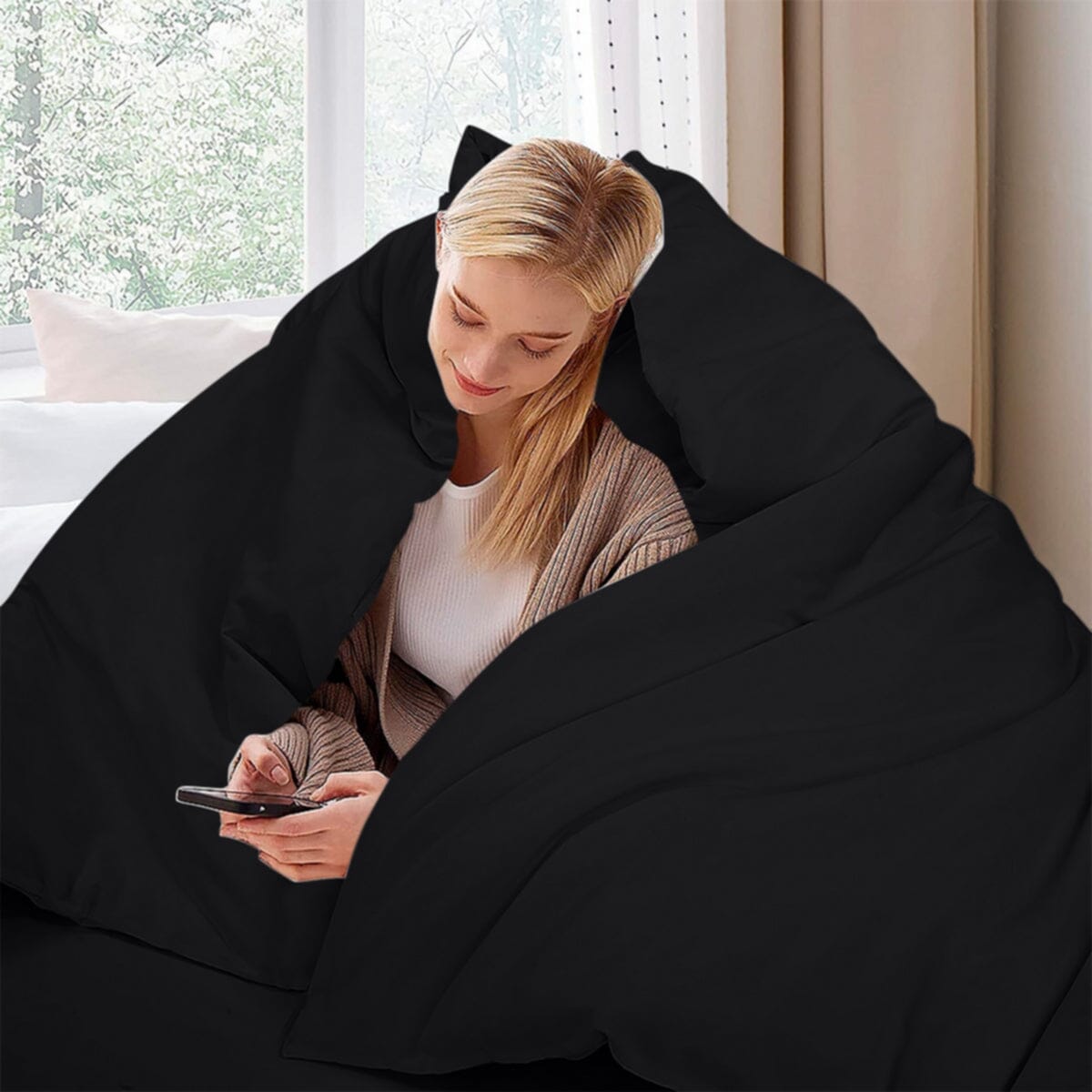 Skorter | 3-piece set: Royal Linens Double Brushed Full Duvet Cover with Zipper Closure