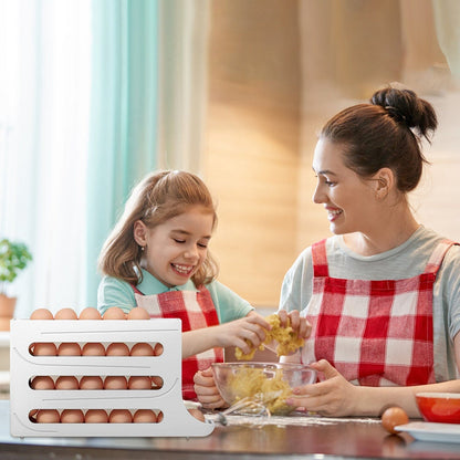 Skorter | 3-Pieces: 4-Level Egg Holder Auto Rolling Refrigerator Egg Organizer